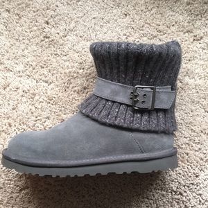 Ugg Grey Sweater Boots with Buckle